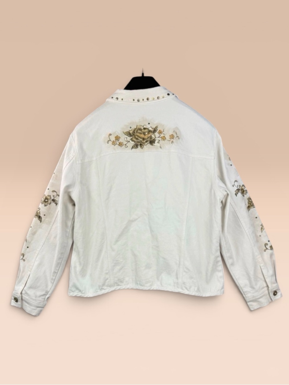DG2 by Diane Gilman Women's Jacket Sz 1X Floral Embellished Painted Studs - Picture 2 of 10